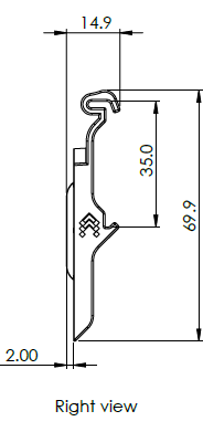 Networking accessories spatial measurements plastic din rail right view v1.png