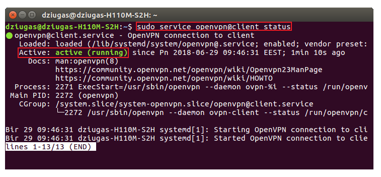 openvpn linux debian commands