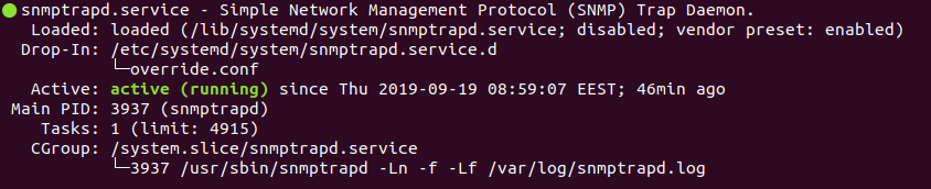 Networking device configurationexample traps with terminal)snmptrapd status v1.png