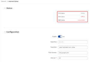 RMS failed to resolve hostname internet status .png