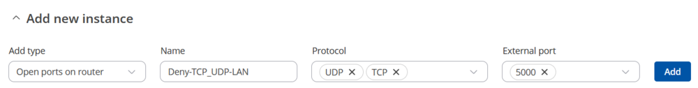 Firewall traffic rule to deny a single port for LAN network