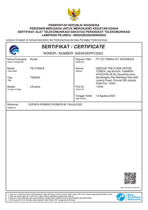 TSW200 SDPPI certificate.png