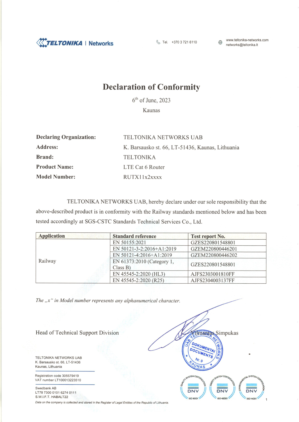 RUTX12 E-mark - Teltonika Networks Wiki