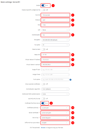 Openvpn server tunnel mode configuration.png