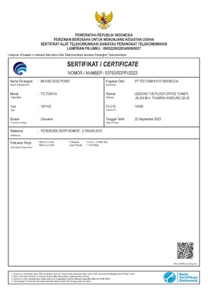 TAP100 SDPPI certificate.png