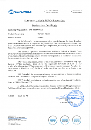 European Union's REACH Regulation Declaration Certificate RUTX10.jpg