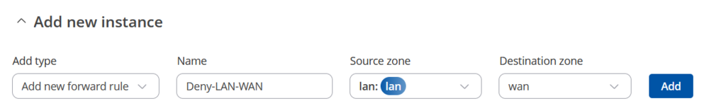 Firewall traffic rule to block LAN network.