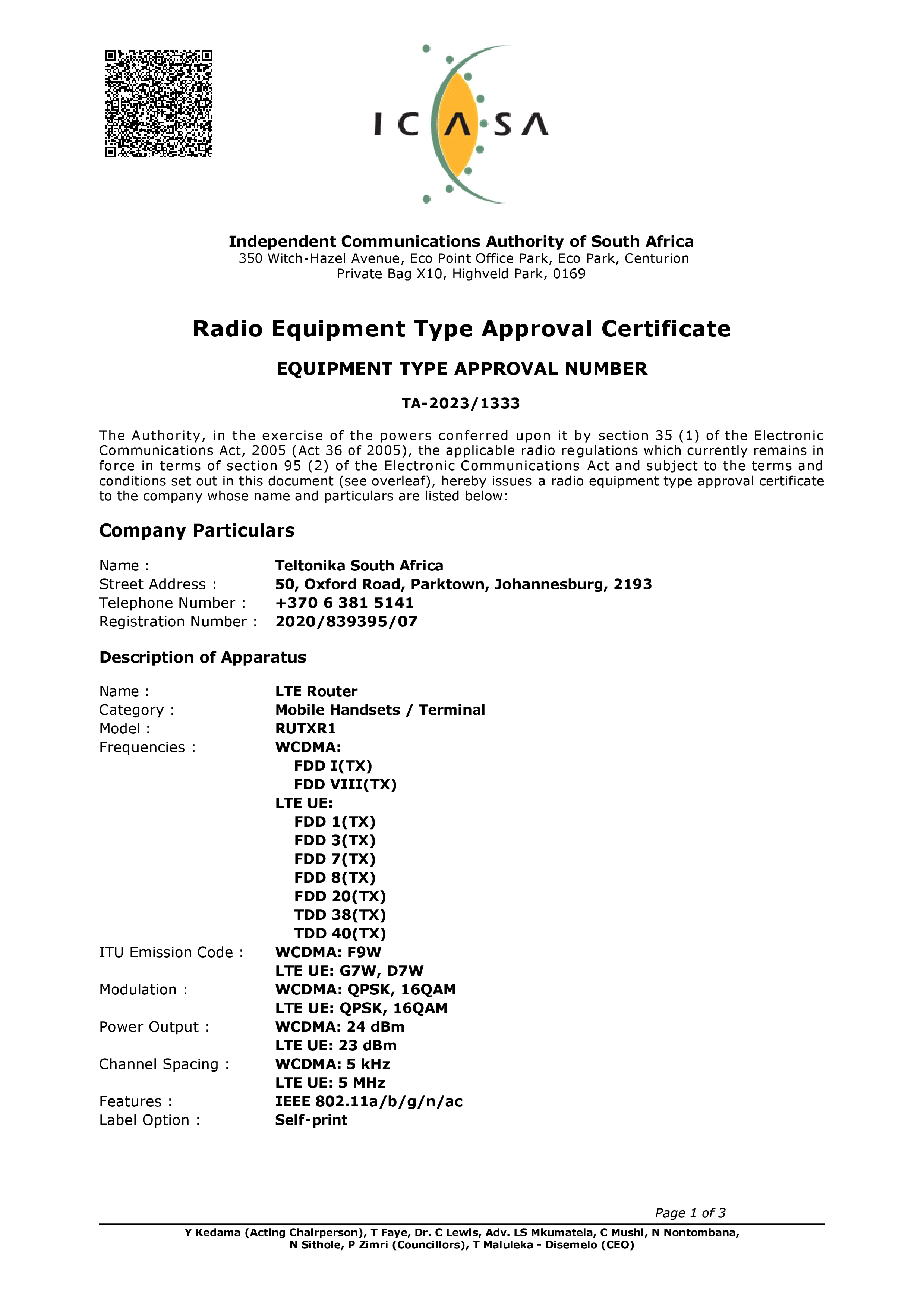 RUTXR1 ICASA - Teltonika Networks Wiki